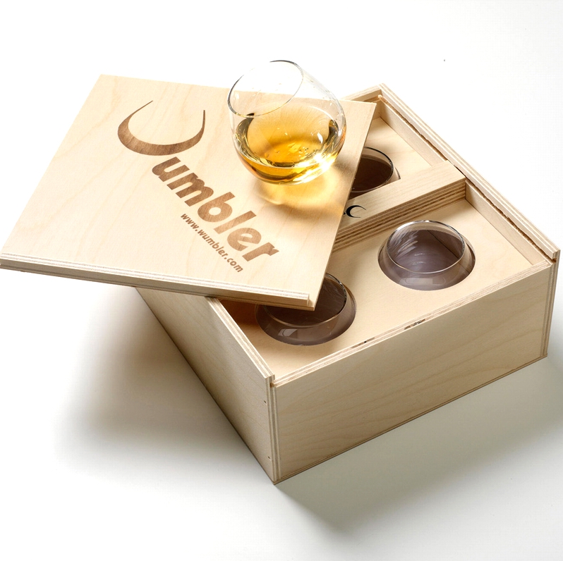WUMBLER Mini Holzbox mit 4 Gläsern